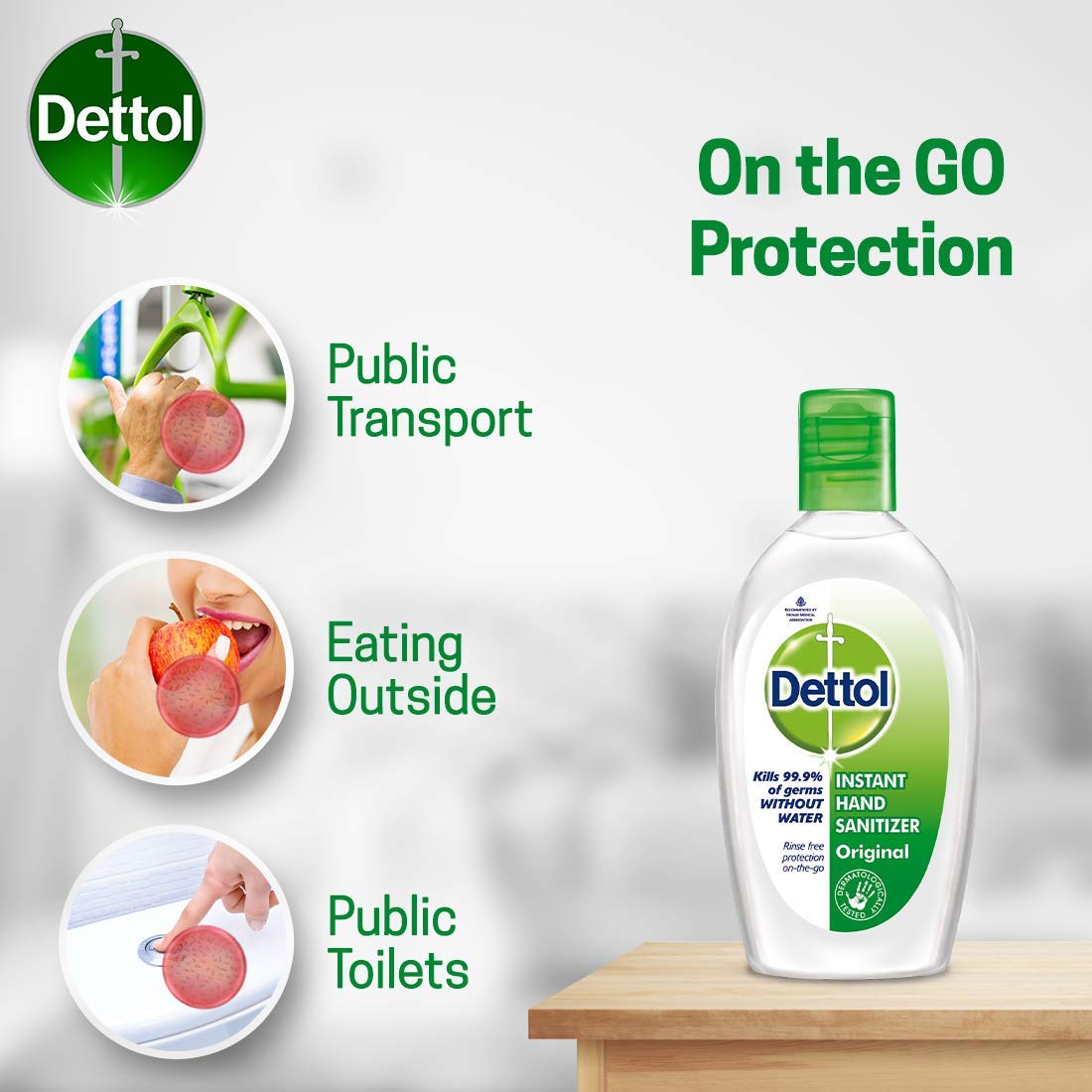 Dettol Alcohol based Hand Sanitizer, Original, 50ml, Pack of 2