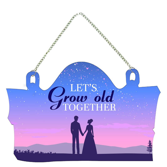Artvibes Lets Grow Old Together Couple Love Printed Decorative Mdf Wood Wall Art For Valentine's Day | Quotes Decor Item | Gift Items For Girlfriend Boyfriend Husband Wife | Wall Art Print (WH_3703N)