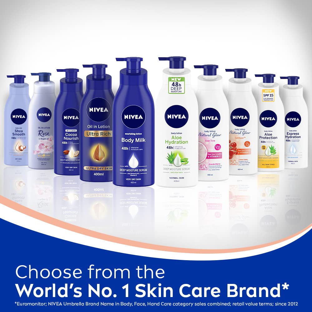 Nivea Body Lotion Natural Glow, Cell Repair, Spf 15 & 50X Vitamin C 400ml (Pack of 2)