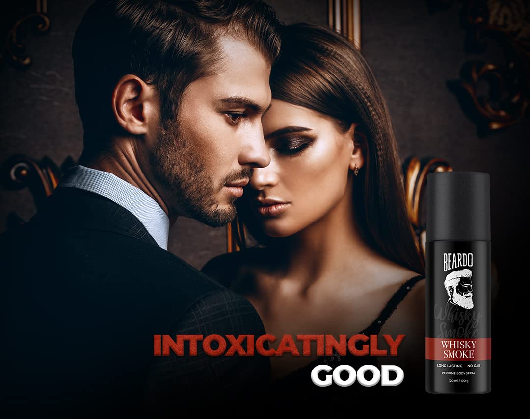 Beardo Whisky Smoke & Bourbon Perfume Body Spray (Set of 2) Spicy, Woody Oudh Deo for Men Long Lasting |Date night Deodorant for Men | Fresh Scent | Valentines day gift for husband | Gift for boyfriend | Gift for Men