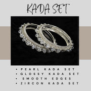 NMII Alloy Metal Pearls & Diamond Stone Traditional Bangles Set For Women & Girls | Designer Bridal, Fancy Party, Wedding, Occasion Jewellery | Bangles Kada For Women Stylish | Set of 2