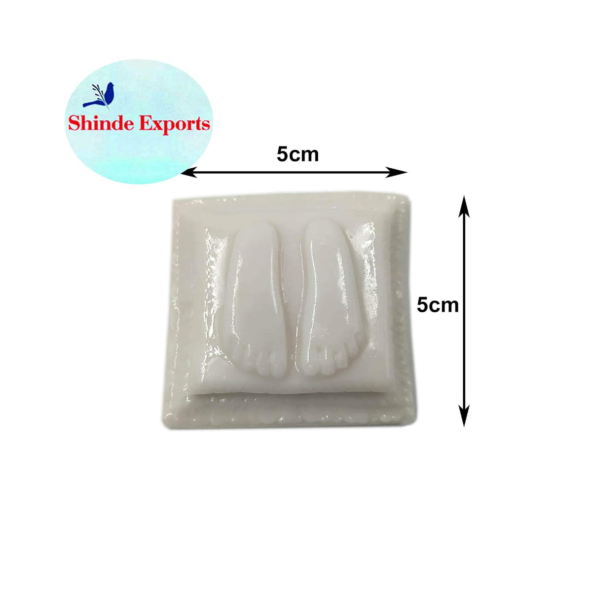 SHINDE EXPORTS Marble charan paduka for god puja (5x5cm White)