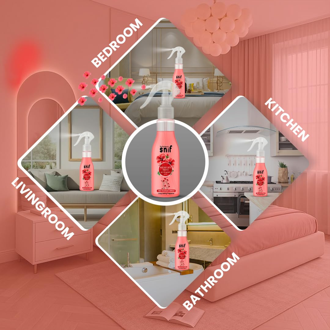 The Old Natural Snif Memory Mist Room Air Freshener | Long Lasting Fragrance with Essential Oils 1000+ Sprays | Room & Car Freshener (Memory Mist 200ml)