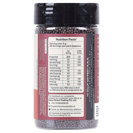 Urban Platter Whole Black Mustard Seeds, 125g (Rai | Sabut Sarson | Whole Spices | Indian Khada Masala)