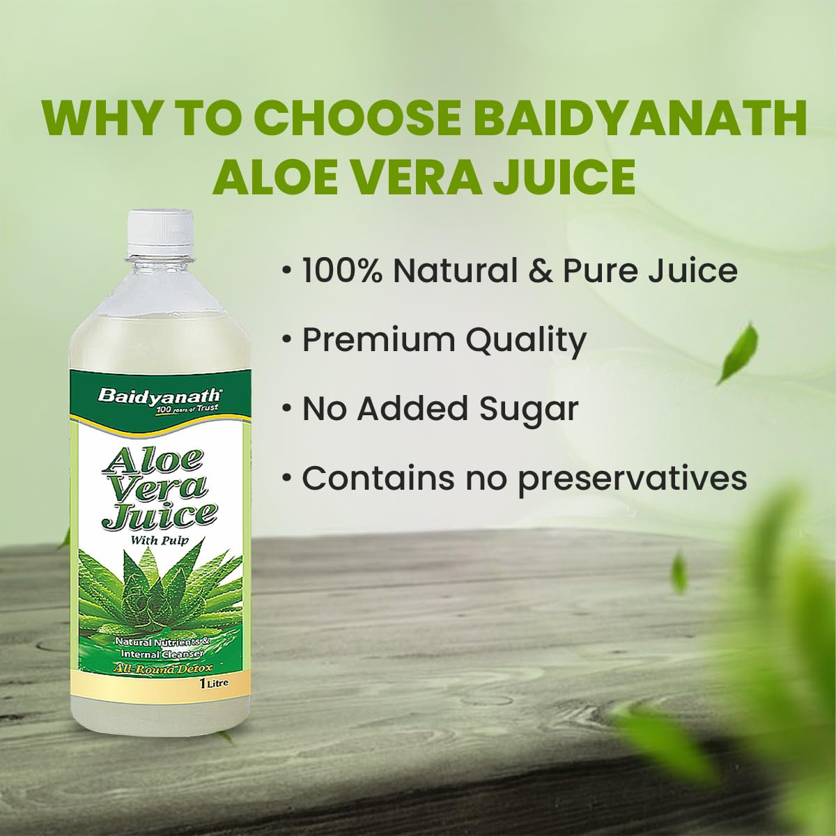 Baidyanath Amla & Aloe Vera Juice Combo 1L Each | Natural Vitamin C, Antioxidant & Enzyme Rich | Helps in Gut Health & Skin Nourishment | Vegan, GMP Certified & Preservative Free (Pack of 2)