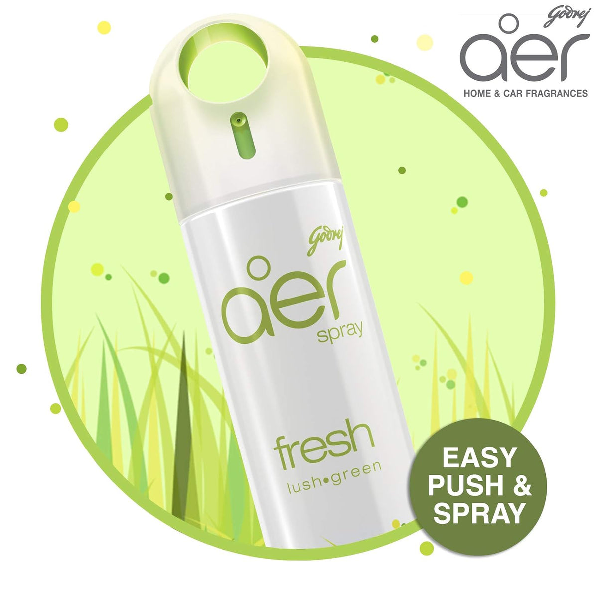Godrej aer Spray | Room Freshener for Home & Office - Fresh Lush Green | Pack of 2 (220 ml each)| Long-Lasting Fragrance