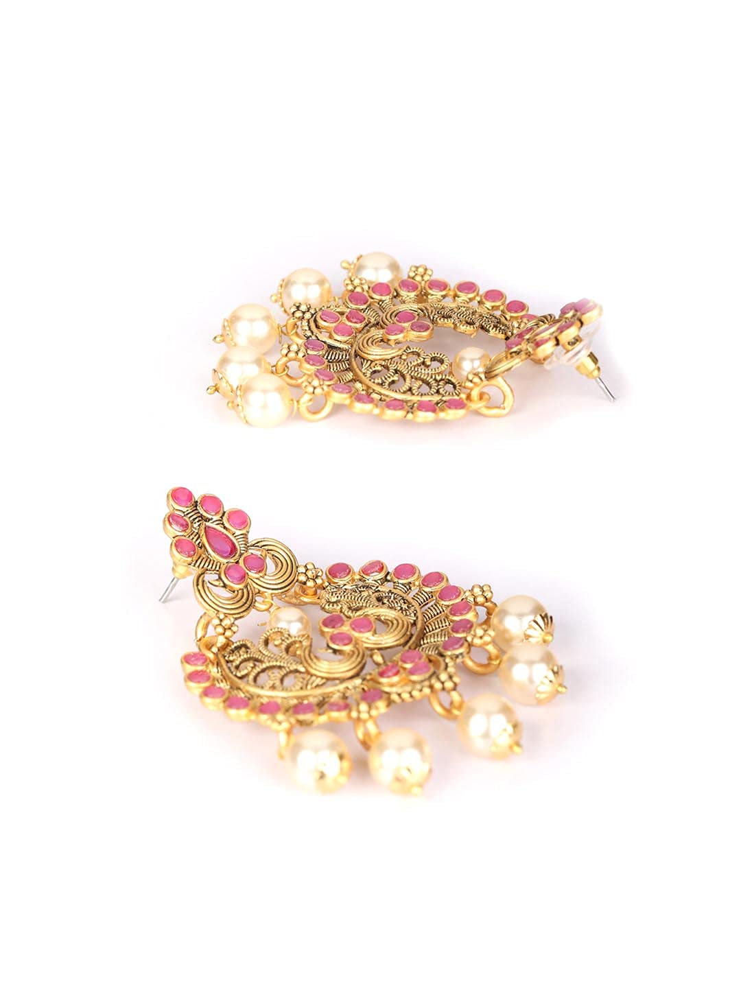 Priyaasi Pearls Ruby Gold Plated Chandbali Earring