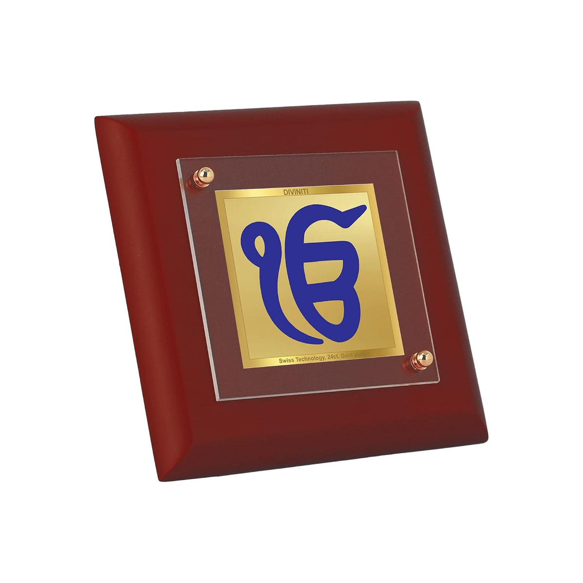 DIVINITI Ik Onkar 24K Gold Plated MDF Photo Frame | Premium Sikh Table Top Frame for Home, Office & Prayer Room | Luxury Spiritual Gift Item for Housewarming, Festive Gifting | 10 x 10 CM