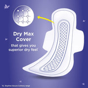 Stayfree Dry Max XXL | All Night XXL Dry Cover Sanitary Pads for Women | Convert Heavy flow into Gel | Odour Control | Absorbs 2x more with wider back | Superior Dry feel | Ultra Thin Pads | 42 Pads