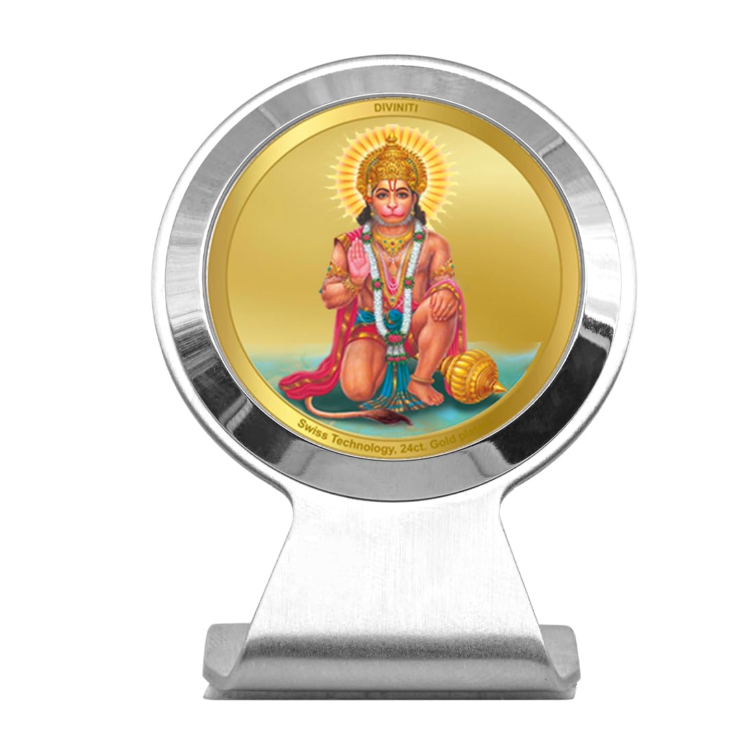 DIVINITI 24K Gold Plated Religious Car Dashboard Frame | Premium God Idol Frame for Car, Home Mandir & Office Table | Spiritual Gift, Decorative Showpiece | Hanuman Ji