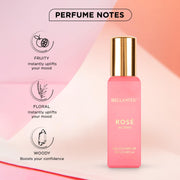 Bella Vita Luxury Organic Luxury Rose Woman Eau De Parfum Liquid Perfume for Women with Woody Rose, Jasmine, Black Currant, Vanilla & Amber | Long Lasting Fragrance EDP For Everyday Wear | 20 ML