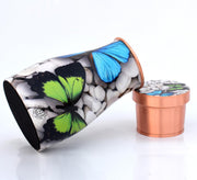 DSH Copper Bedroom Bottle Printed Jug with Inbuilt Glass, Bedside Jar Pot, Joint Free Pure Copper, Designer Printed,(950 ML)
