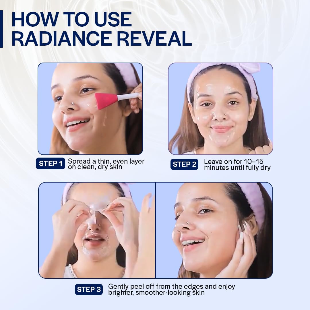 Suroskie Radiance Reveal Peel Off Mask 75G | Honey, Milk Protein & Collagen | Hydration, Brightening, Instant Glow & Plumped | Korean Inspired Skin Care| Peel Off Face Mask For Men & Women