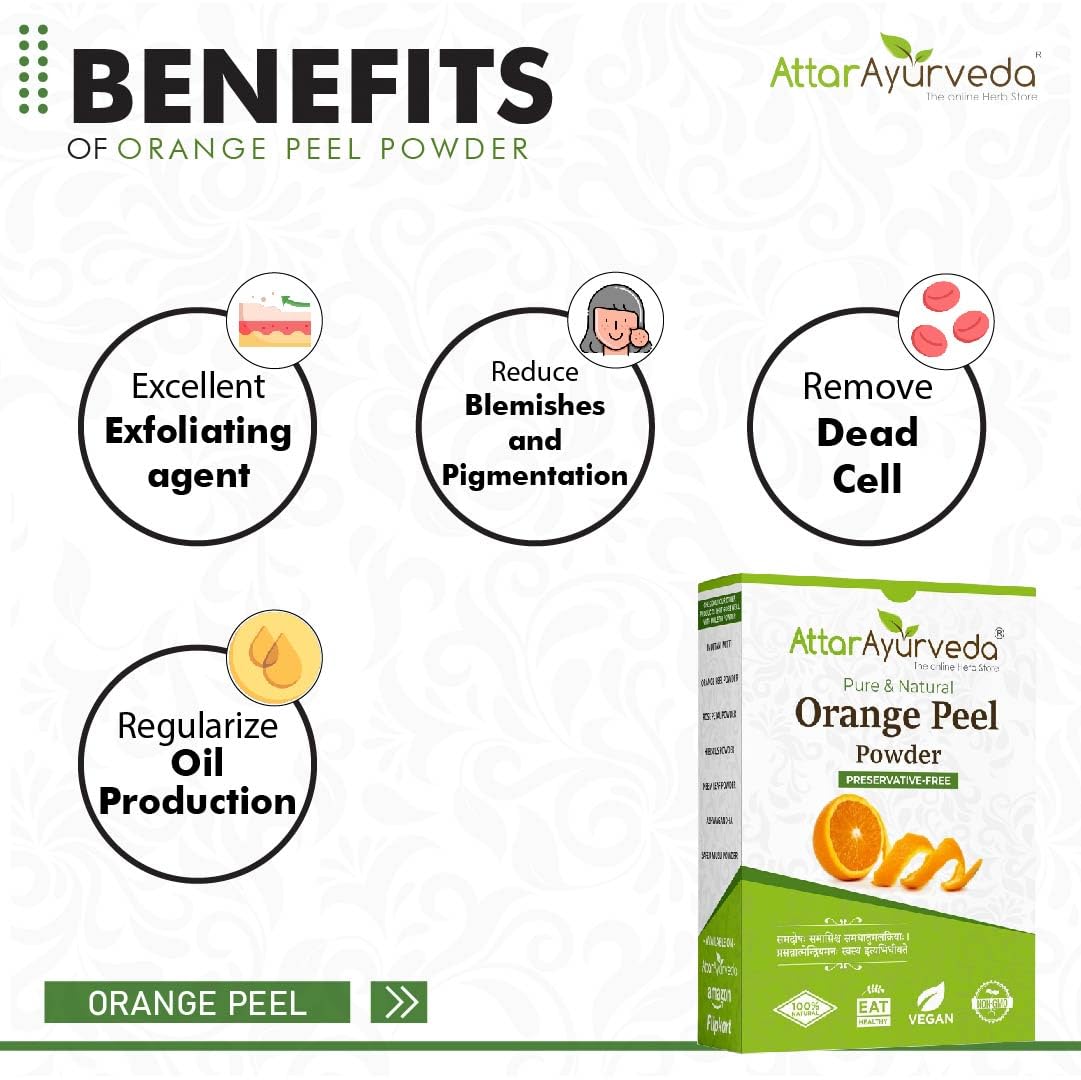 Attar Ayurveda Orange Peel Powder For Face Skin Whitening (200 Grams)