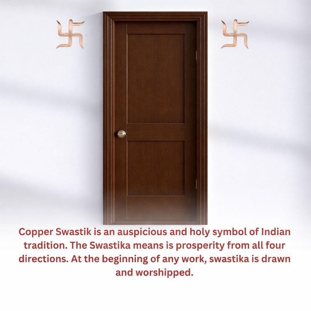 RUDRADIVINE Copper Swastik Wall Hanging 2 Inch | Vastu Door Sticker for Entrance | Prosperity & Good Luck Decor for Home & Office