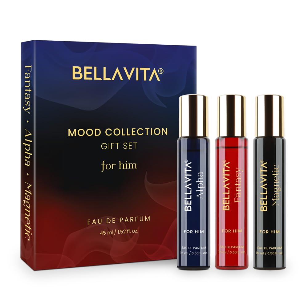 Bella Vita Luxury Mood Collection Gift Set 3x15ML | Perfume for Man | Valentine Gift for Boyfriend | Gift for Man | Long Lasting EDP | Alpha, Fantasy & Magnetic | Fruity, Woody Premium Fragrance