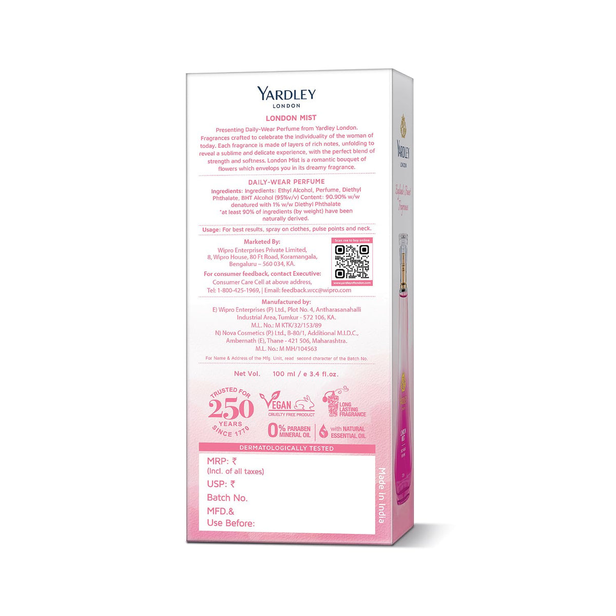 Yardley London London Mist Perfume| Floral & Ozonic Scent| 90% Naturally Derived| Orchid & Perfume for Women| 100ml