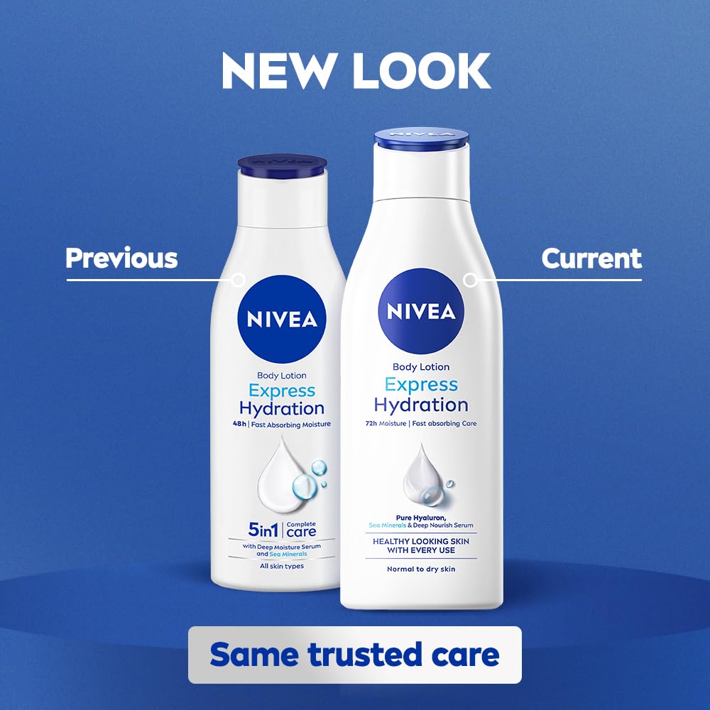 NIVEA Body Lotion For Men & Women, Express Hydration, for Fast Absorption, 200 ml