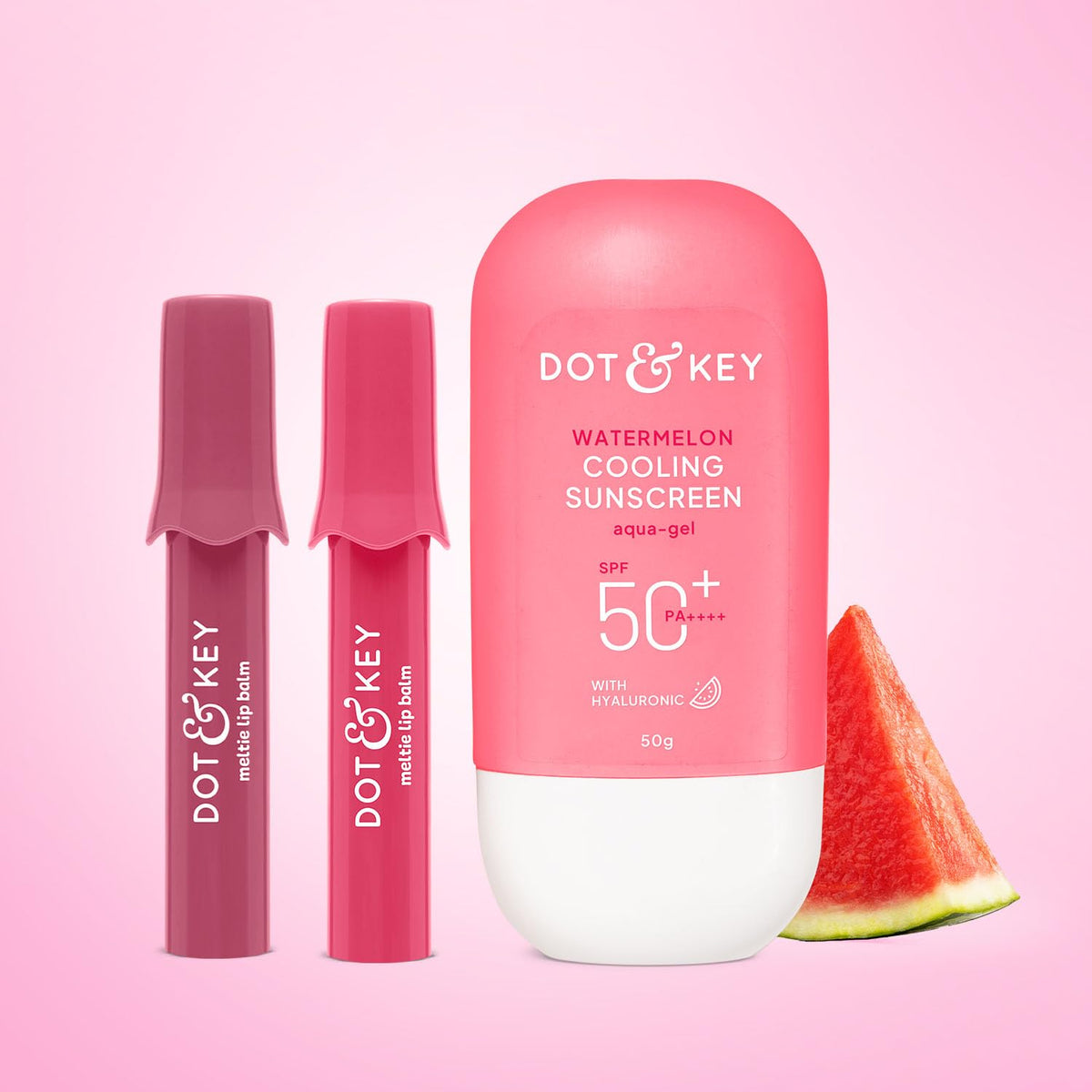 Dot & Key Meltie Lip Balm Berry Crumble+Strawberry Glaze+Watermelon Cooling Sunscreen 50G