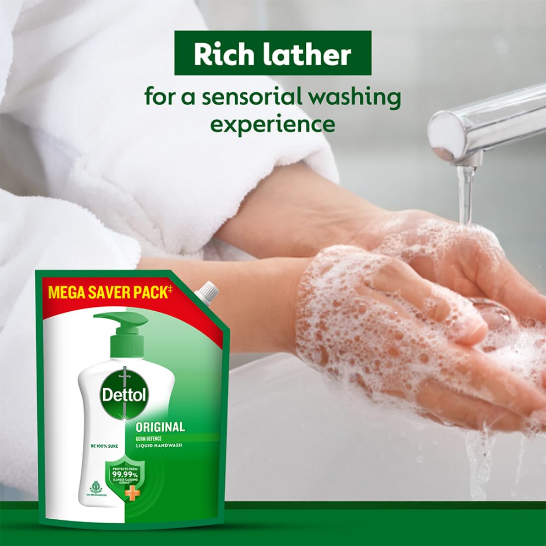 Dettol Liquid Handwash Refill - Original Hand Wash- 1350ml, Pack of 2