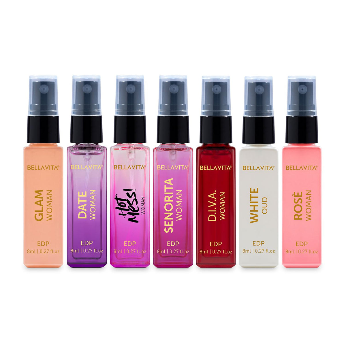 Bella Vita Luxury Discovery | Long Lasting EDP 7 x 8ml | Trial Perfume Gift Set for Women | Perfume for Woman | Gift for Woman | Floral, Fresh and Fruity Premium Fragrance Scent