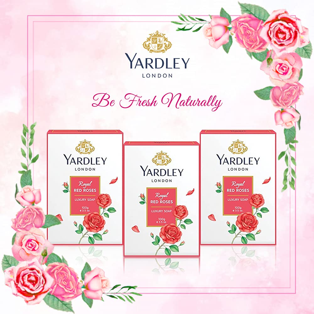 Yardley Soap, Red Roses, 100g (Pack of 3)