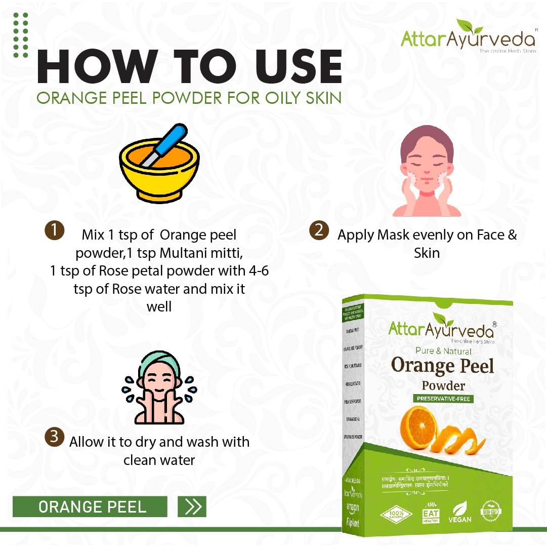 Attar Ayurveda Orange Peel Powder For Face Skin Whitening (200 Grams)