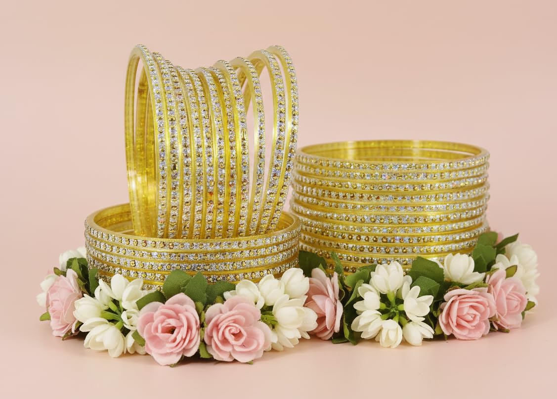 NMII Glass with Polka Dots & Glitter Stylish Fancy Bangles Set For Women & Girls | Glass Bangles | Traditional Women Bangles - Pack of 36 Bangle