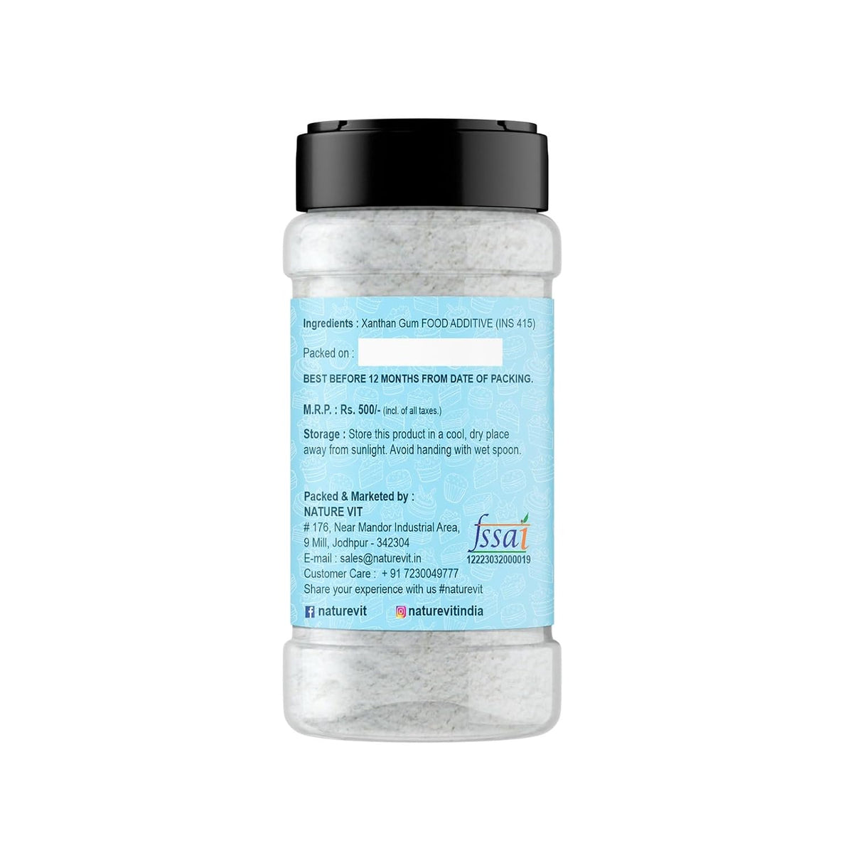 NatureVit Xanthan Gum Powder, 100g | Food-Grade Stabilizer & Thickener | Ideal for Gluten-Free Baking, Sauces & Dressings