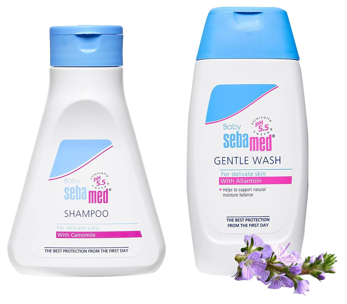 Sebamed Combo of Baby Shampoo 150ml with Baby Wash 200ml Natural moisturisers No tears formula For delicate scalp