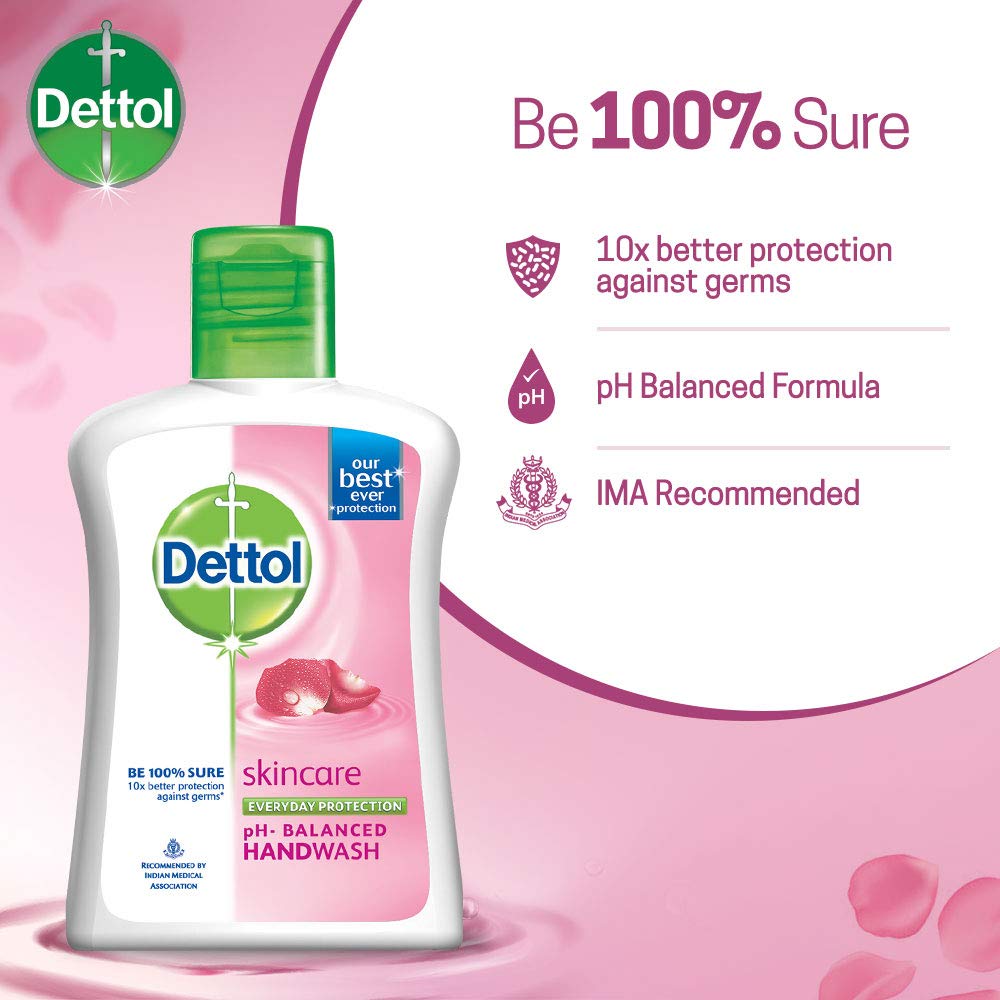 Dettol Skincare Germ Protection Handwash Liquid Soap Flip Top, 200ml
