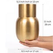 DSH Gold Flower Vase Modern Metal Flower Pot (6.5X11 Inch) for Home Décor Elegant Decorative Vase for Living Room, Office & Table Centerpiece