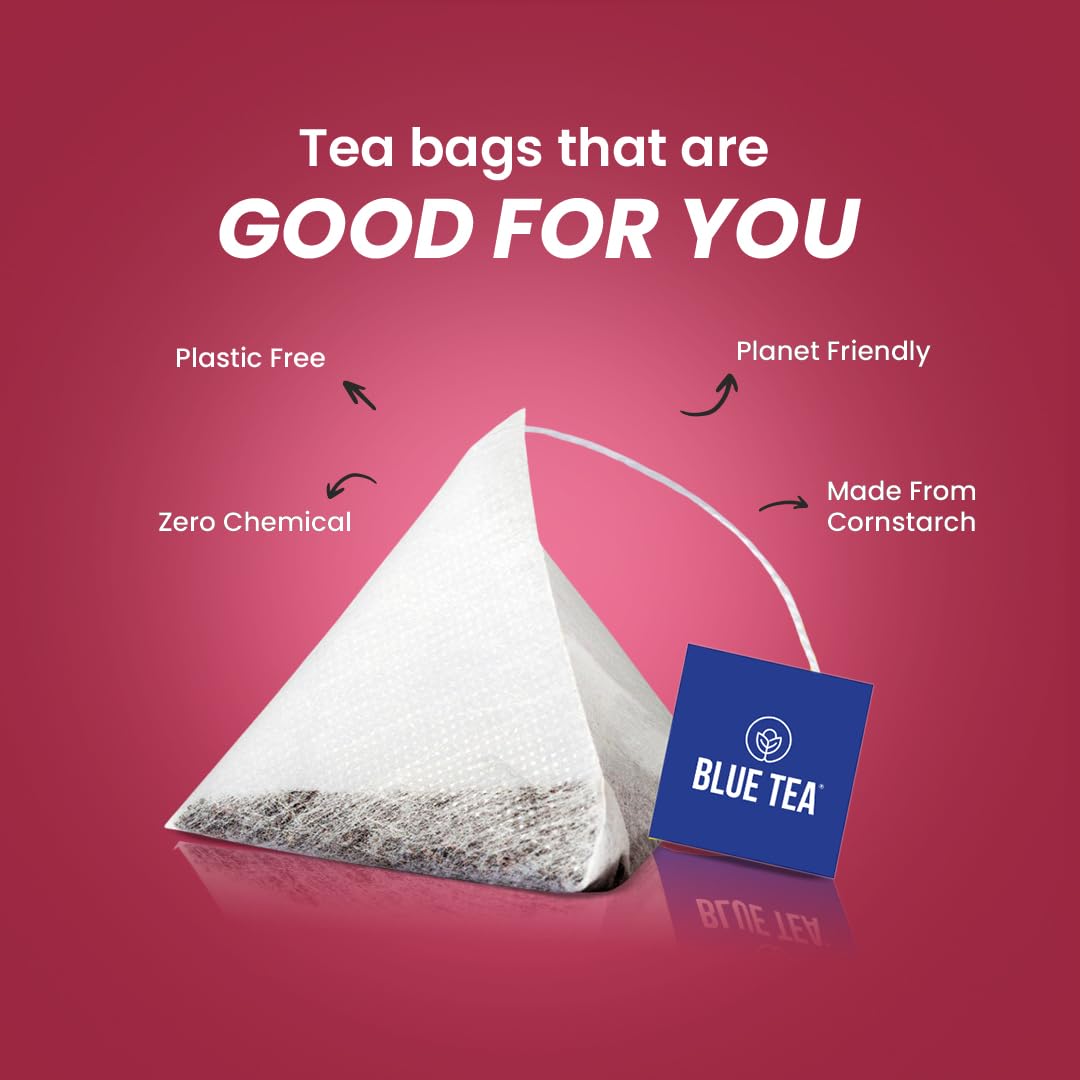 BLUE TEA - Hibiscus Rose Tea - 60 Tea Bags - Plant Based | SKIN GLOW ENHANCING TEA | Caffeine Free - Flower Based - Tangy Flavor - Vegan - Gluten Free - Herbal Tea | Ziplock Pouch