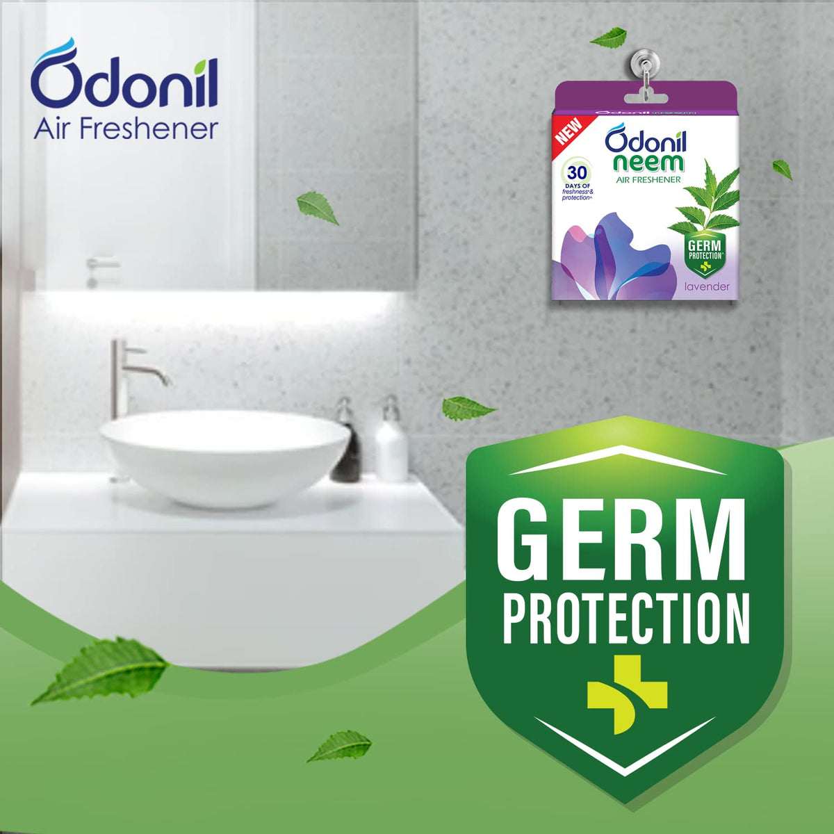 Odonil Bathroom & Toilet Air Freshener, Neem Mixed Fragrance Blocks - Jasmine, Lavender, Orchid, Rose, Long Lasting Fragrance, Lasts upto 30 days, Germ Protection, 384g (48g x Pack of 8)