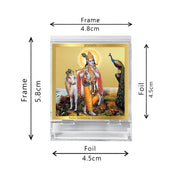 DIVINITI 24K Gold Plated Religious Car Dashboard Frame | Premium God Idol Frame for Car, Home Mandir & Office Table | Spiritual Gift, Decorative Showpiece | Krishna