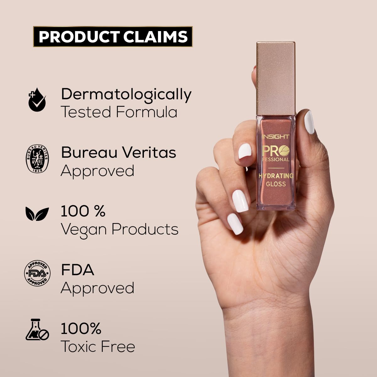INSIGHT Professional Hydrating Lip Gloss - Truffle Brew | Non-Sticky, Long-Lasting Moisture & Shine | Infused with Vitamin E & Coconut Oil | Sheer, Glossy Finish | For Soft, Plump Lips (10g)
