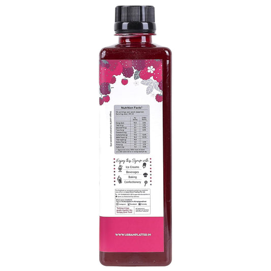 Urban Platter Raspberry Syrup, 500ml / 17fl.oz [Plant-Based, Thick, Real Fruits]