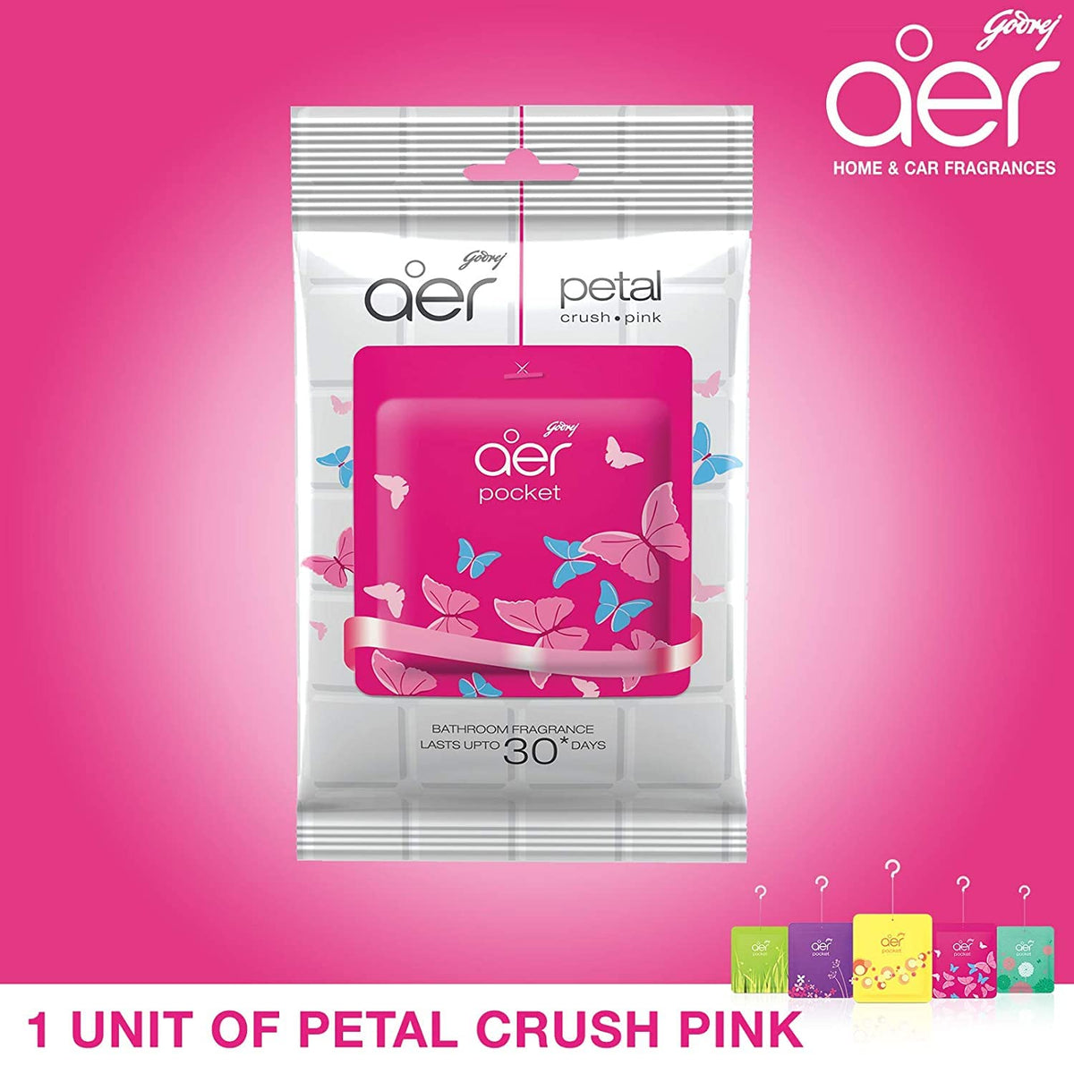 Godrej aer Power Pocket Bathroom Freshener – Berry Rush (10g) | Lasts up to 30 days | Germ Protection