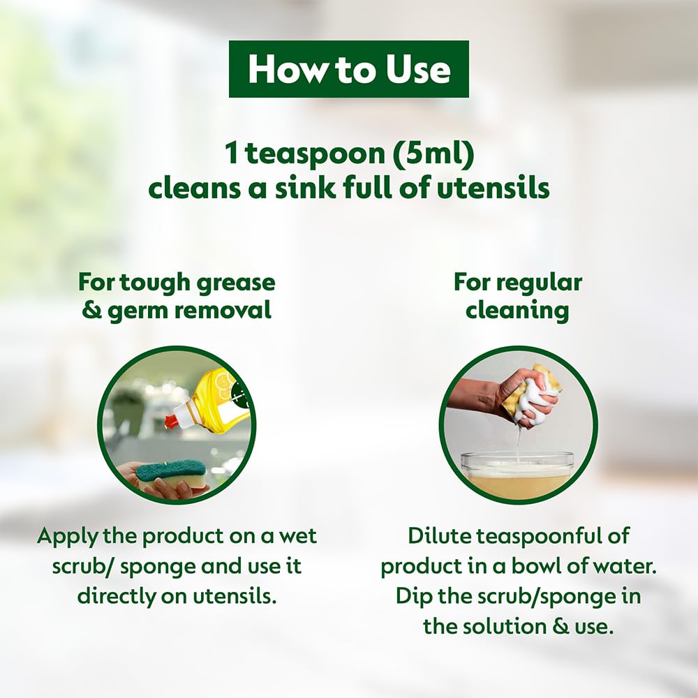 Dettol Dishwash liquid and Kitchen Gel | Cuts Tough Grease | Remove germs | Lemon Fragrance | 500ml (Refill Pack)