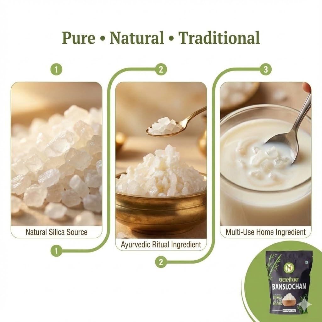 NatureVit Banslochan 200g | Natural Bamboo Silica | Ayurvedic Ingredient for Bone Strength, Immunity & Skin Health | Safe for Infants & Adults | Edible Raw Bamboo Extract