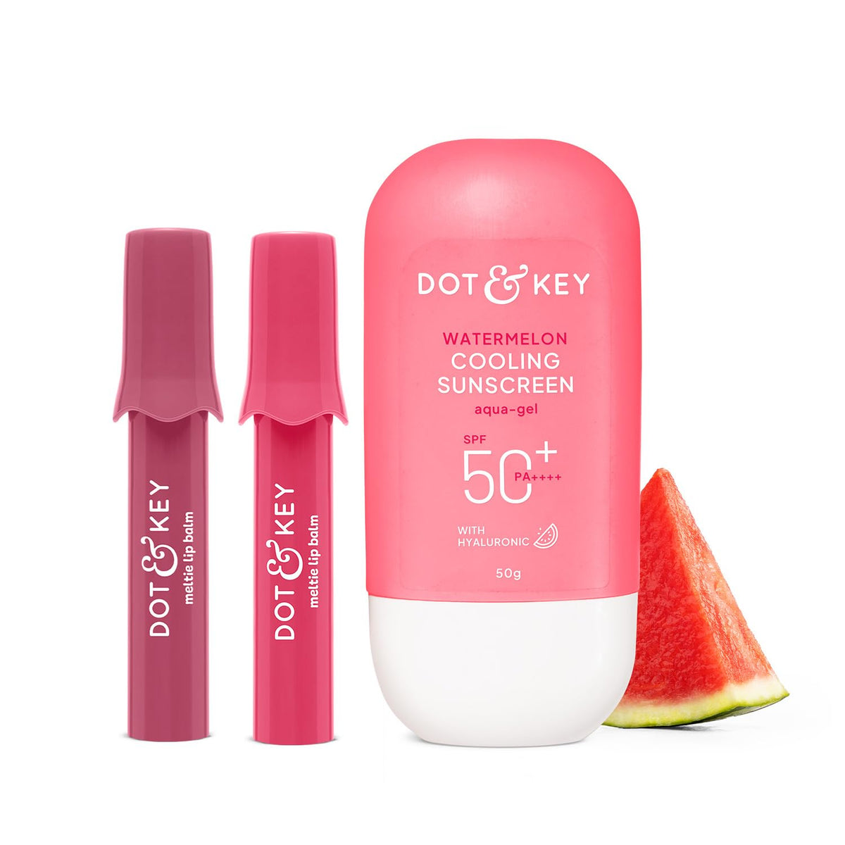 Dot & Key Meltie Lip Balm Berry Crumble+Strawberry Glaze+Watermelon Cooling Sunscreen 50G