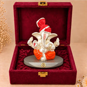 DIVINITI 999 Silver-Plated Lord Ganesha Idol | Ganpati Murti for Car Dashboard, Home, Office & Puja Room | Ganesh Chaturthi, Diwali & Housewarming Gift with Premium Gift Box | 7 x 7 CM