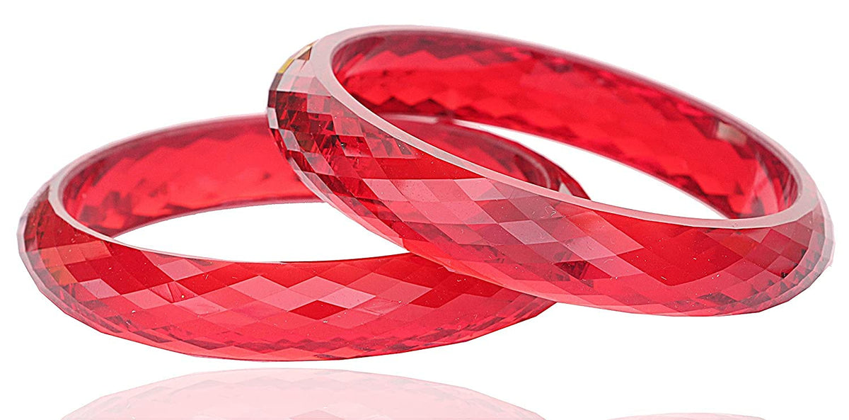 NMII Acrylic (Plastic) With Diamond Cut Pattern Glossy Finished Kada Set For Women & Girls | Stylish Kada For Women | Wedding, Party & Gift - Set Of 2