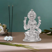 DIVINITI Lakshmi Idol for Home Decor 999 Silver Plated Sculpture of Maa Lakshmi Figurine Idol for Home, Office, Temple and Table Decoration Religious Idol for Pooja, Gift (5.7 CM X 6 CM)
