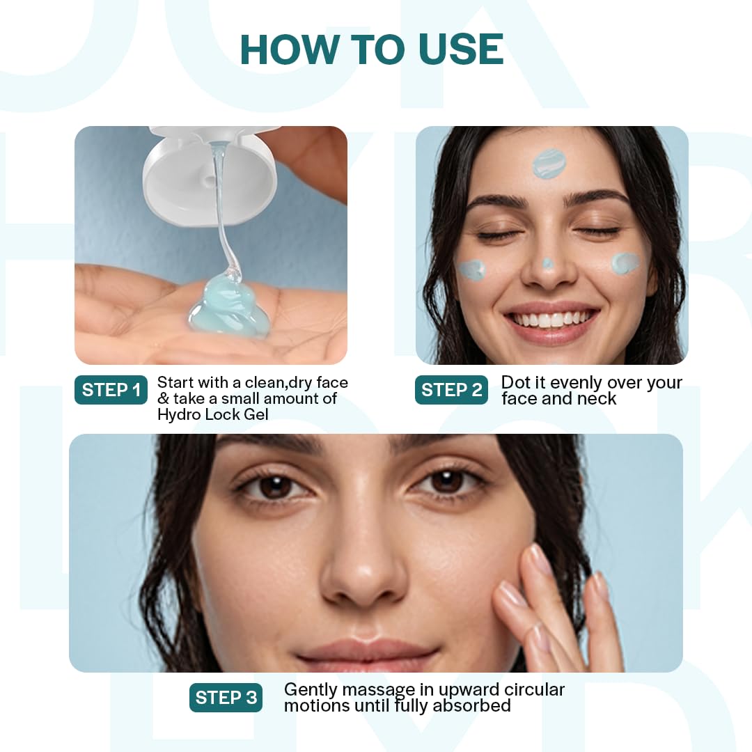 Suroskie Hydro Lock 4D Hyaluronic Acid Moisturizer for Face, 24 Hour Hydration Gel Cream with Aloe Vera & Allantoin, Lightweight Non-Sticky Oil-Free Face Moisturizer, All Skin Types