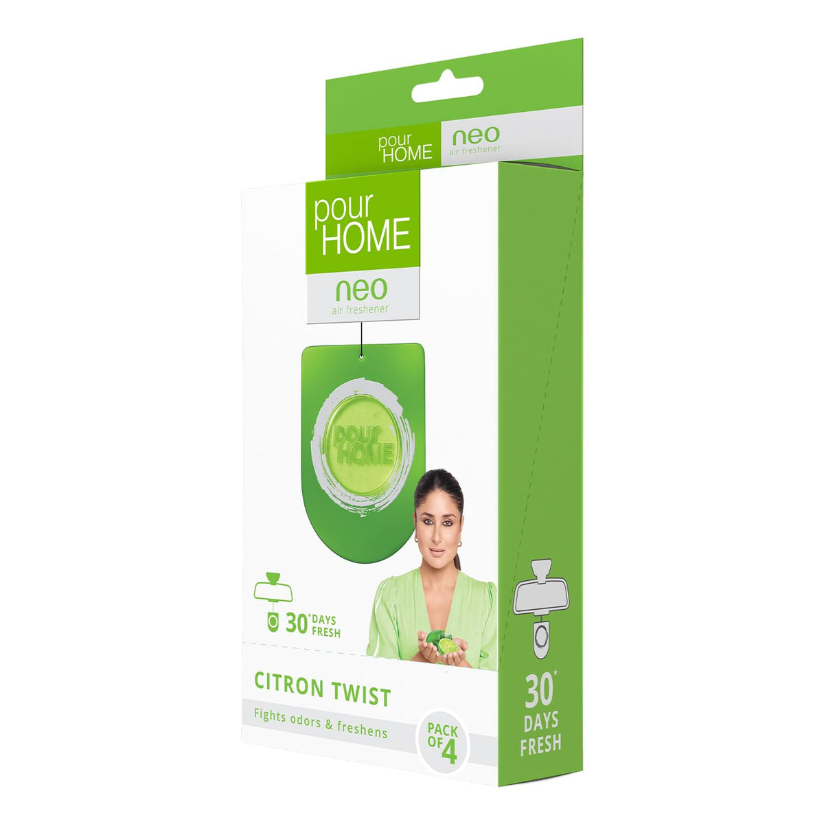 POUR HOME Lemon Diffuser Set Neo Citron Twist Air Freshener Pack of 4 (30g Each) – Odor Eliminator, Long-Lasting Fragrance (4 x 7.5 g)