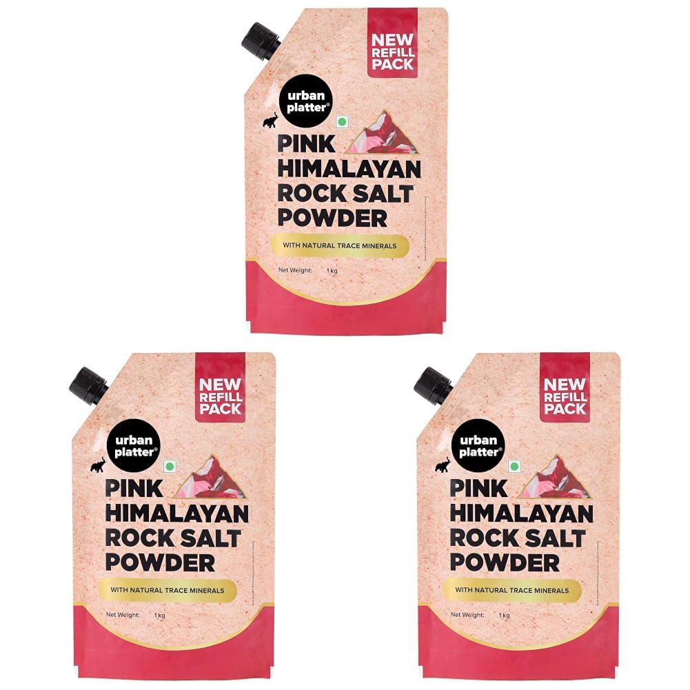 Urban Platter Pink Himalayan Rock Salt Powder, 1Kg (Pack of 3)