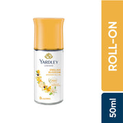 Yardley London English Blossom | Underarm Deodorant Roll On| With Licorirce Extract & Floral Extracts | Smooth & Eventoned Underarms | 72 H Long Lasting Floral Scent| 0% Alcohol & Dermat Approved | For Women | 50ml