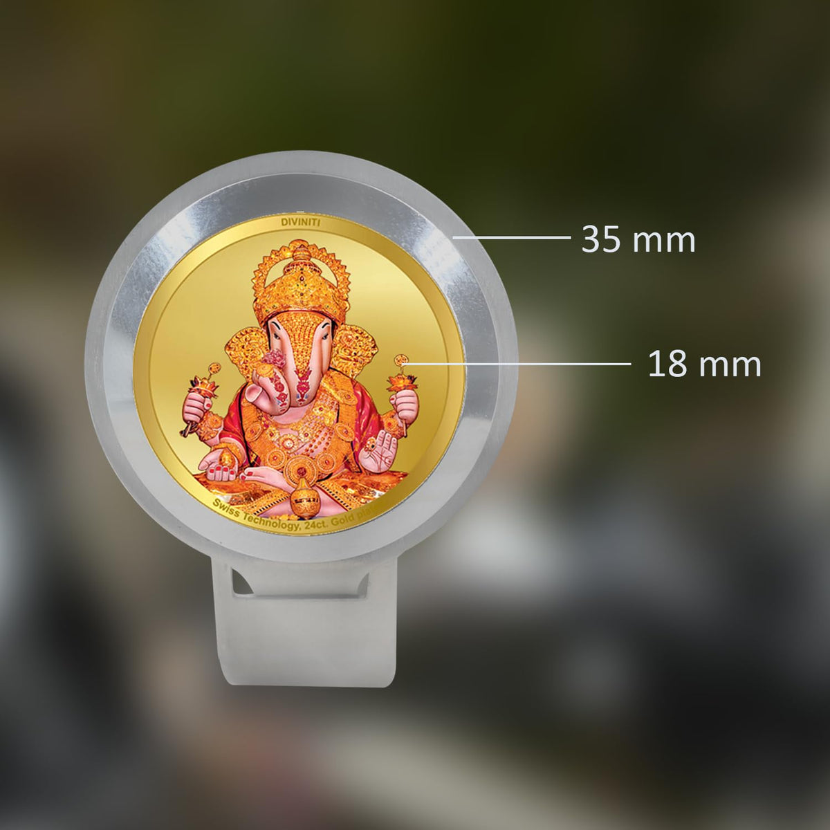 DIVINITI 24K Gold Plated Foil Premium Bike Frame with Dagru Ganesha |Waterproof Adjustable and Stable 360 Rotation Bike Bicycle Accessories|Air Resistant Theft Resistant Bike Frames- 35 MM