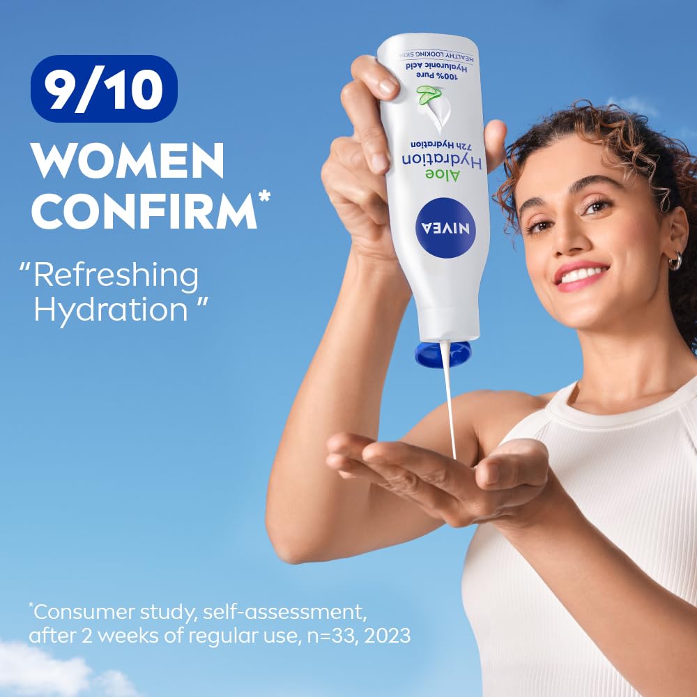 NIVEA Aloe Hydration Body Lotion, 200ml | 72 H Moisturization | Refreshing | Non Sticky Feel | With Goodness of Aloe Vera For Instant Hydrating In Summer | For Men & Women